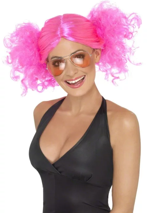 Photo du produit Perruque rose fluo femme