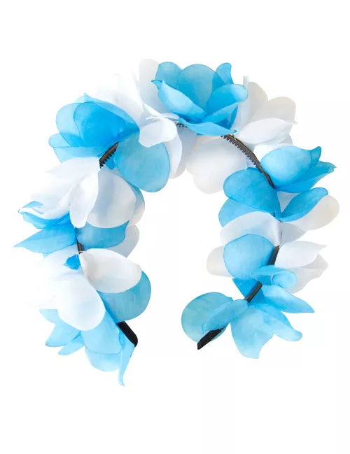 Photo du produit Couronne de fleurs bleu et blanche