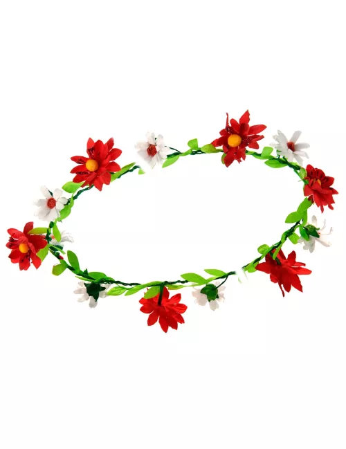 Photo du produit Couronne de fleurs pâquerettes rouges adulte