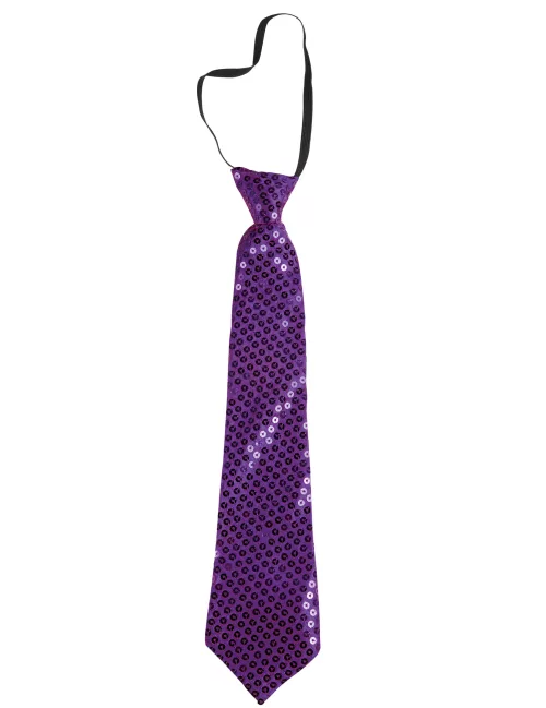 Photo du produit Cravate à paillettes violettes adulte