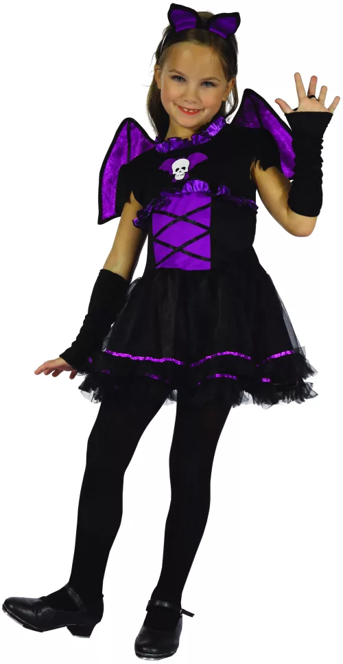 Photo du produit Déguisement chauve-souris noire et violette fille