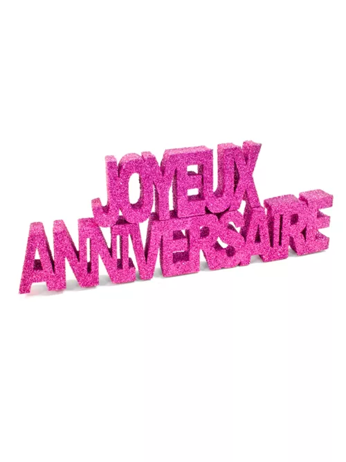 Photo du produit Deco table Joyeux Anniversaire fuchsia