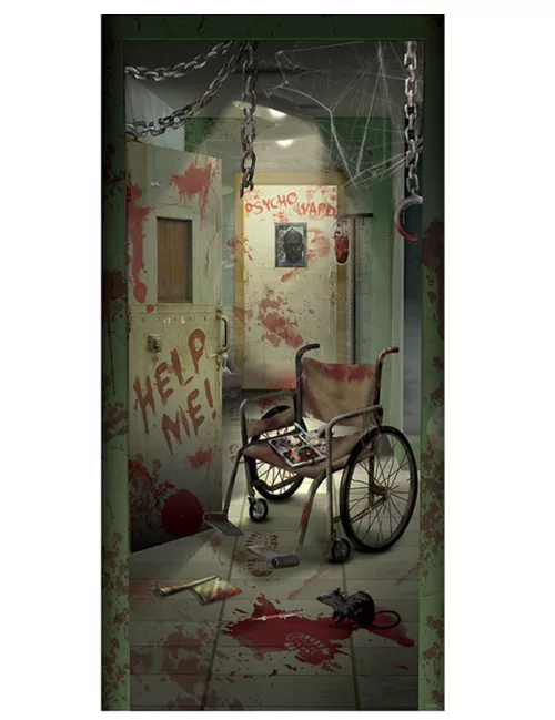 Photo du produit Décoration de porte asile ensanglanté Halloween