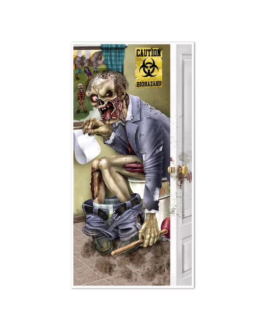 Photo du produit Décoration de porte zombie aux toilettes 76 x 152 cm