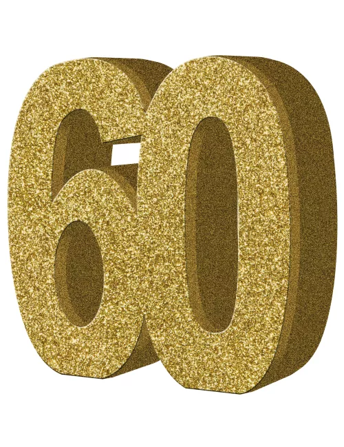 Photo du produit Décoration de table 60 ans Or 20 x 20 cm