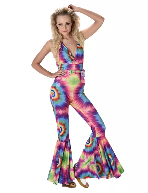 Photo du produit Déguisement combinaison hippie psychédélique femme