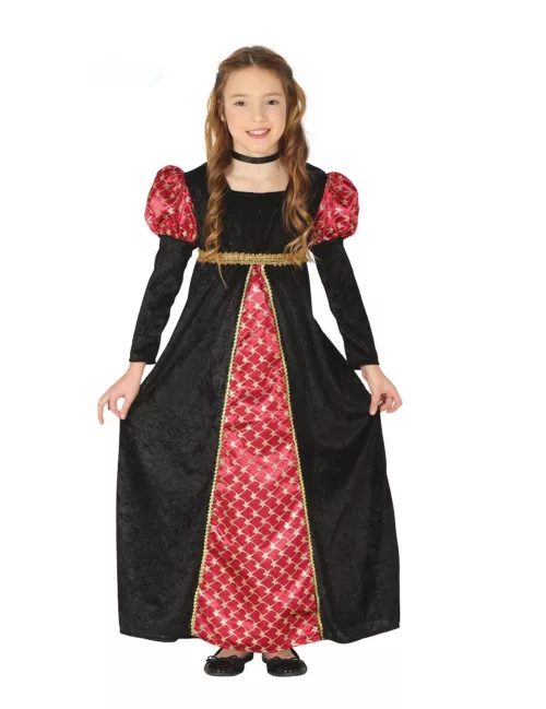 Photo du produit Déguisement dame médieval noir et rouge fille