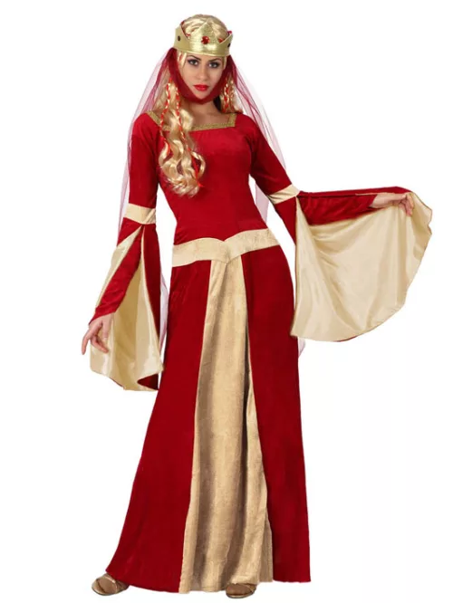 Photo du produit Déguisement dame médiévale rouge et or femme