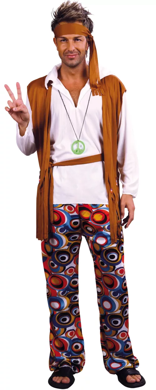 Photo du produit Déguisement hippie marron et blanc homme