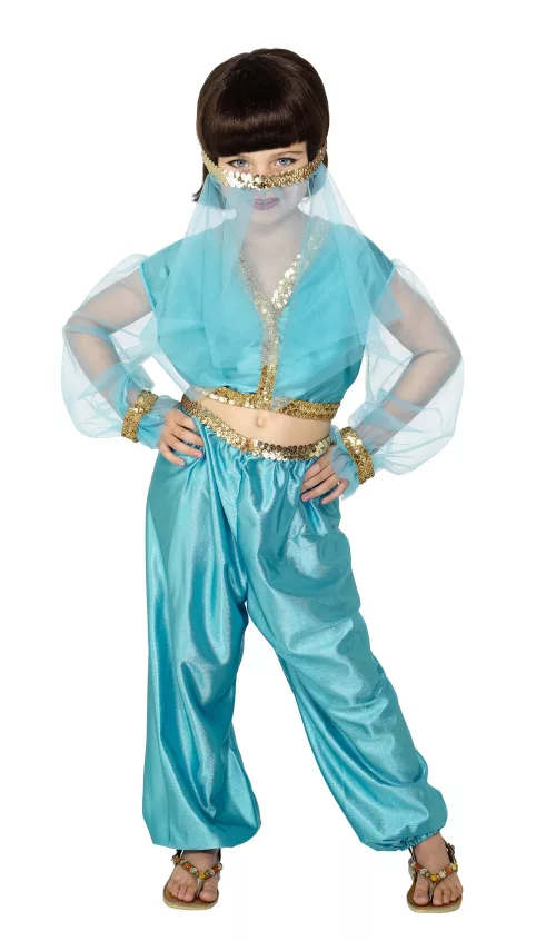 Photo du produit Déguisement danseuse orientale bleue et dorée fille