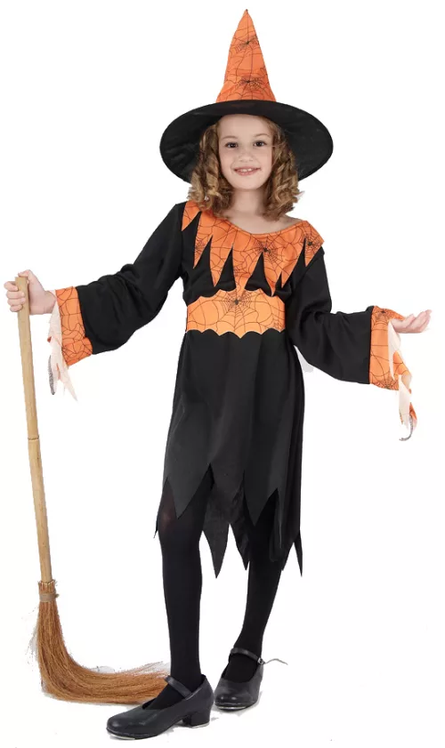 Photo du produit Déguisement sorcière orange et noire fille