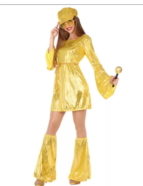 Photo du produit Déguisement disco doré à paillettes femme