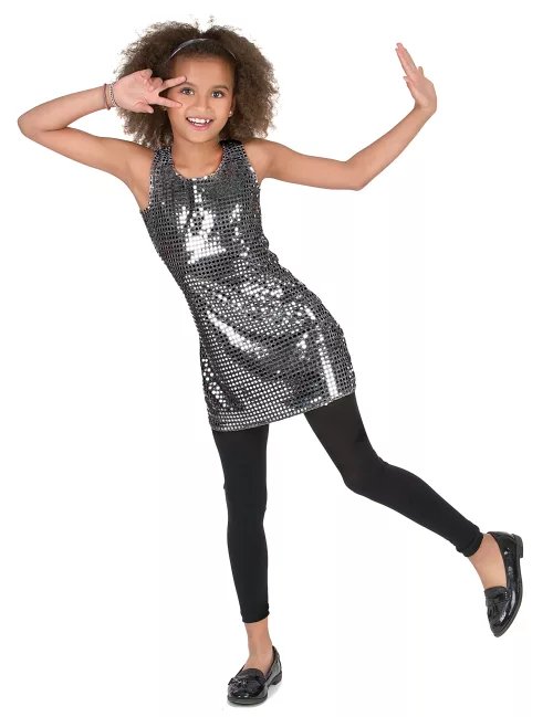 Photo du produit Déguisement disco paillettes argent fille