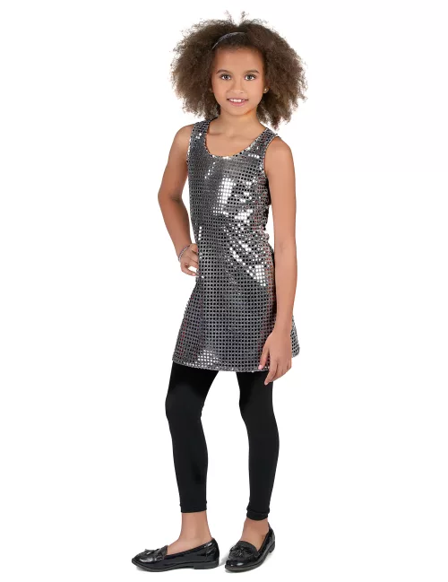 Photo du produit Déguisement disco paillettes argent fille