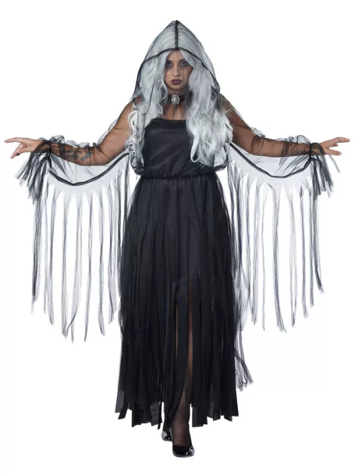 Photo du produit Déguisement élégant fantôme Halloween grande taille noir femme