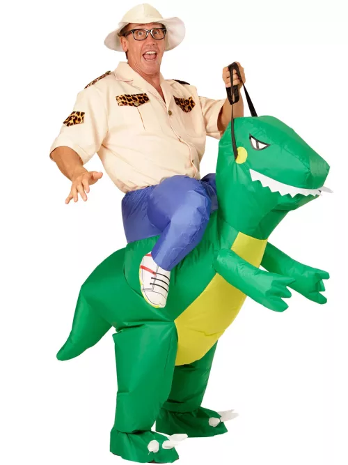 Photo du produit Déguisement explorateur à dos de dinosaure adulte