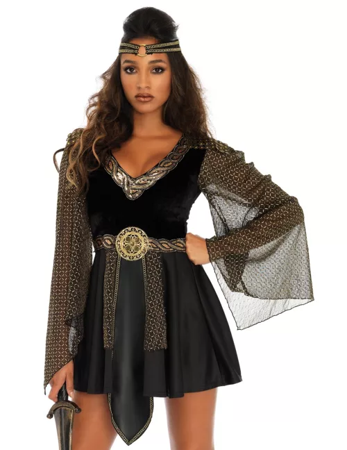 Photo du produit Déguisement gladiatrice sexy motif doré femme