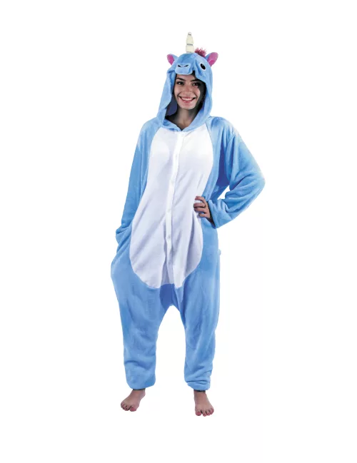 Photo du produit Déguisement combinaison licorne bleue adulte