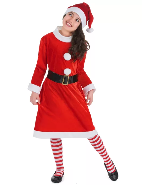 Photo du produit Déguisement Mère Noël pompons blancs Fille