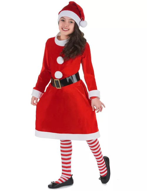 Photo du produit Déguisement Mère Noël pompons blancs Fille