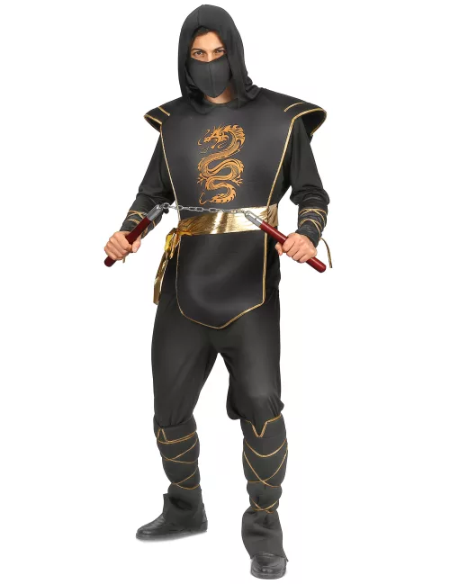 Photo du produit Déguisement ninja noir et doré homme