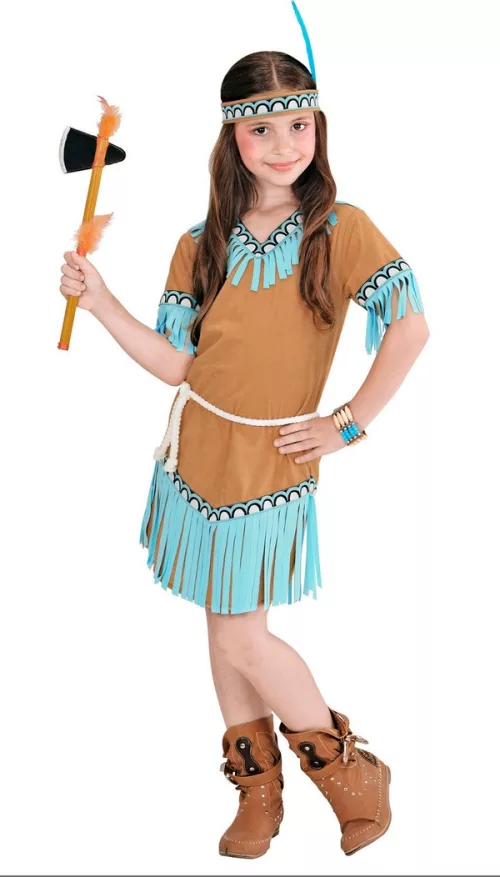 Photo du produit Déguisement petite indienne marron et bleue fille