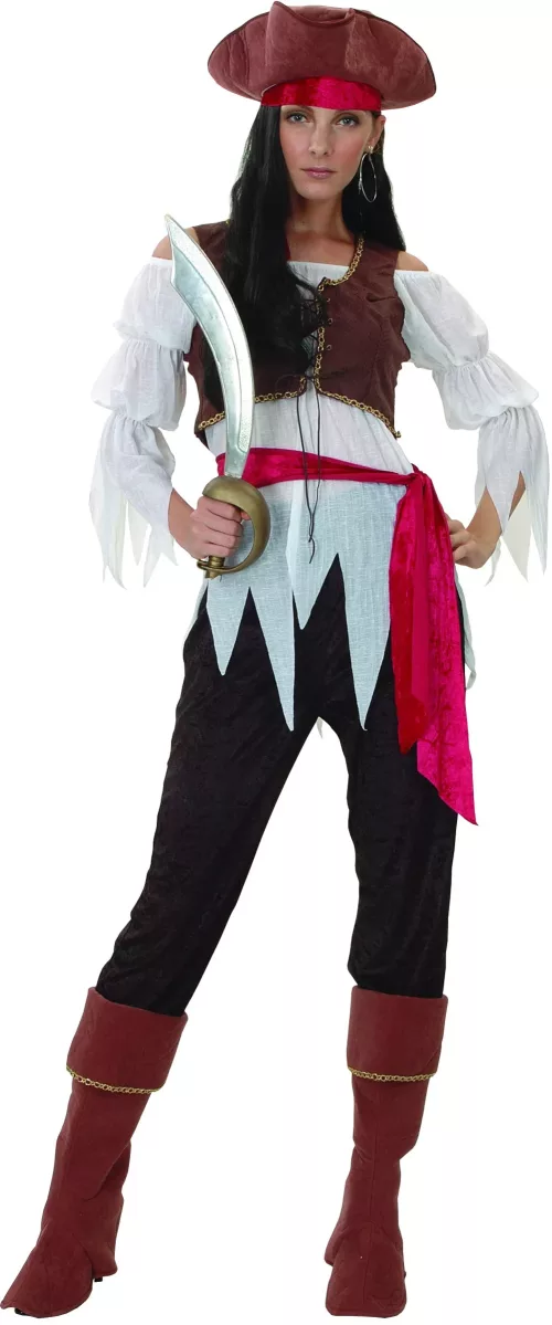 Photo du produit Déguisement pirate marron et blanc femme