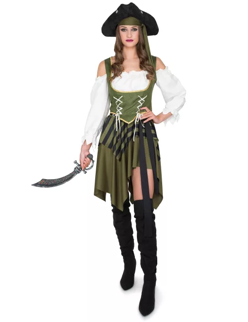 Photo du produit Déguisement Pirate flibustière vert femme