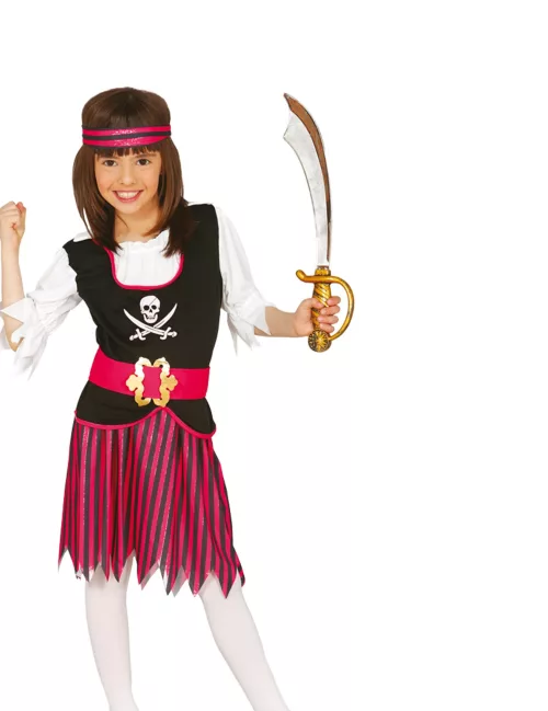Photo du produit Déguisement pirate rayée rose et noire fille