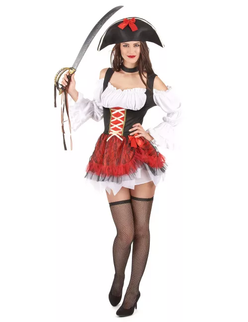 Photo du produit Déguisement pirate sexy blanc et rouge femme