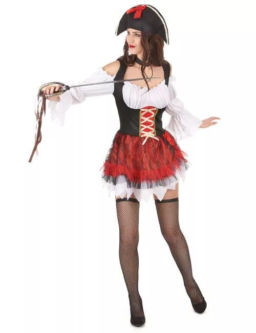 Photo du produit Déguisement pirate sexy blanc et rouge femme