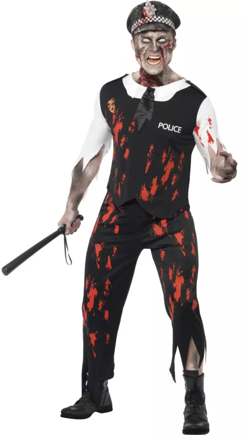 Photo du produit Déguisement zombie sanglant policier homme