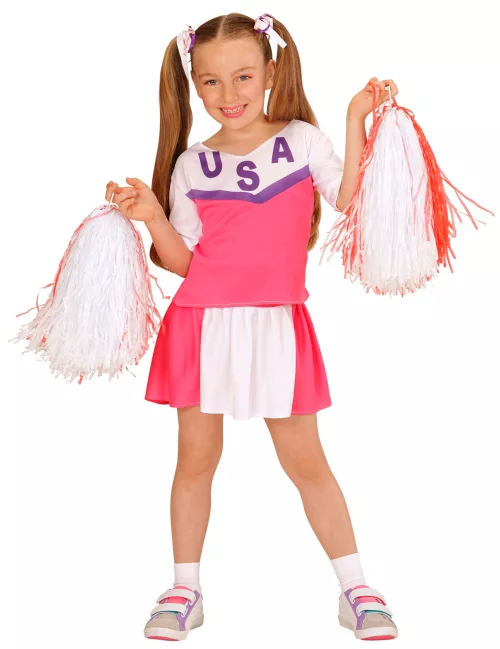 Photo du produit Déguisement pompom girl rose et blanche fille