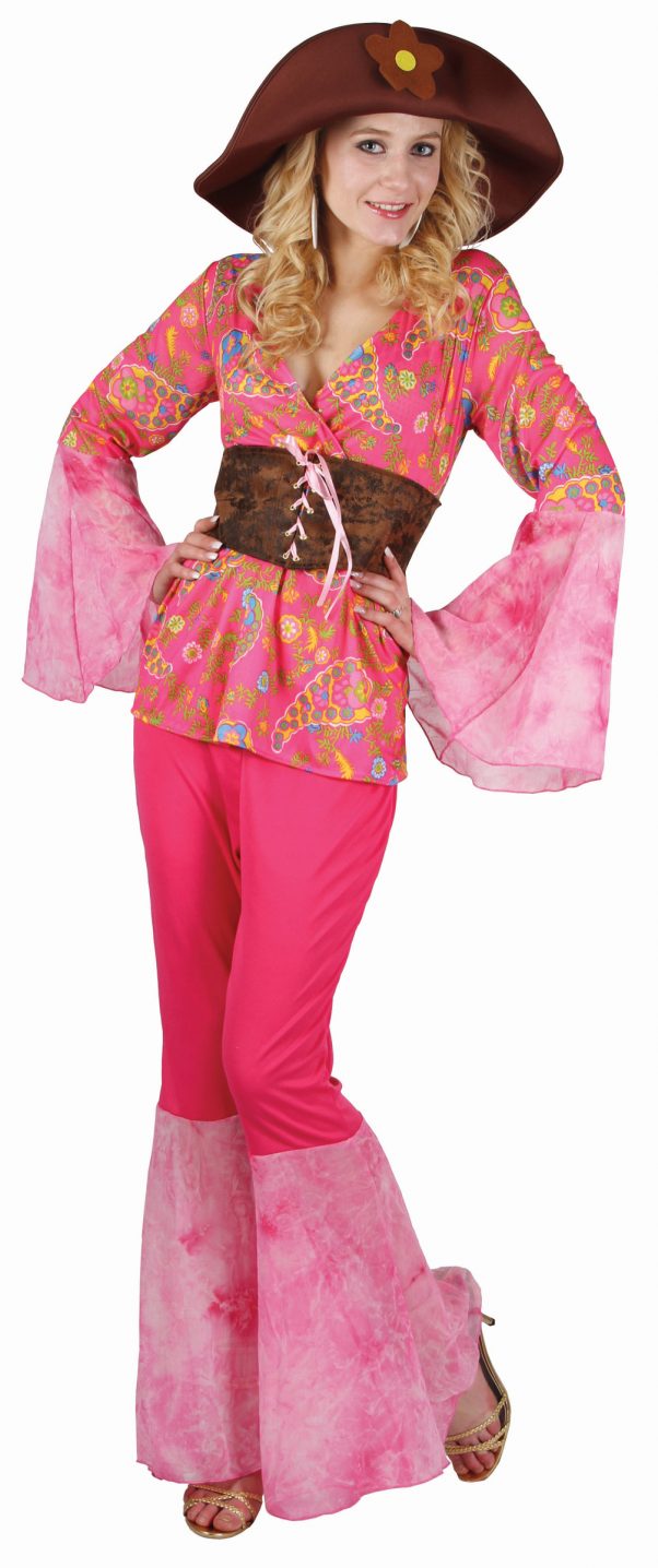 Photo du produit Déguisement hippie rose fluo femme