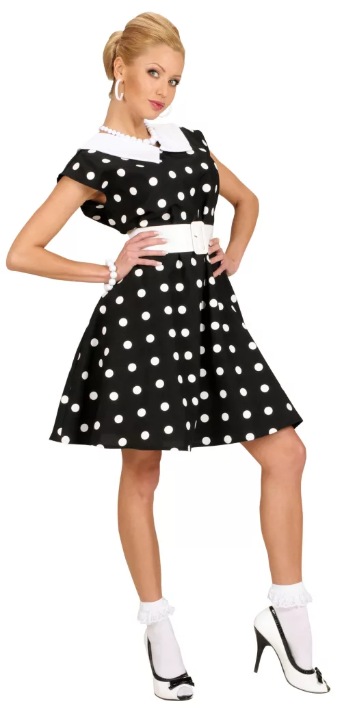 Photo du produit Déguisement robe noire à pois années 50 femme