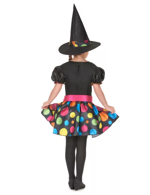 Photo du produit Déguisement sorcière à pois colorés fille