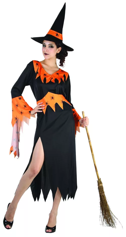 Photo du produit Déguisement sorcière orange et noire femme Halloween