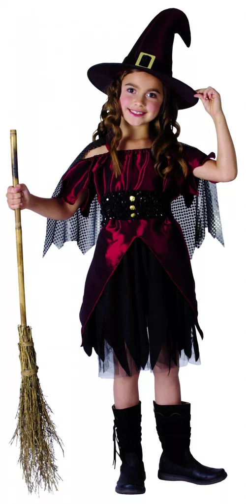 Photo du produit Déguisement sorcière rouge satiné fille Halloween