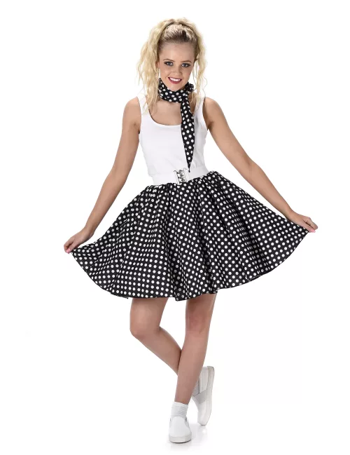 Photo du produit Déguisement années 50 noir à pois femme