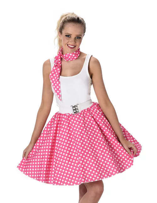 Photo du produit Déguisement années 50 rose à pois femme