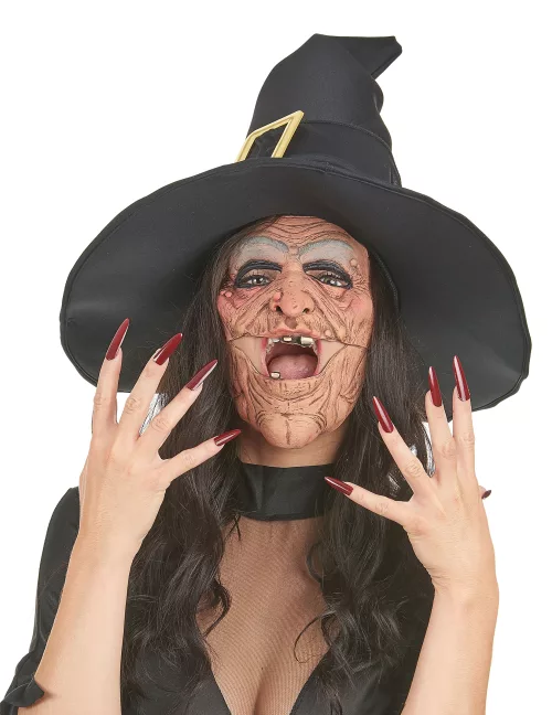 Photo du produit Demi masque latex nez et menton sorcière adulte
