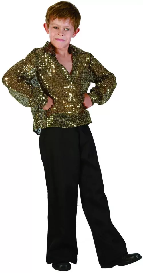 Photo du produit Déguisement disco garçon paillettes or
