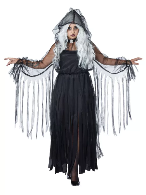 Photo du produit Déguisement élégant fantôme Halloween grande taille noir femme
