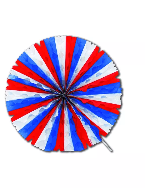 Photo du produit Rosace éventail en papier tricolore 50 cm