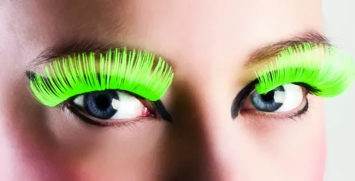 Photo du produit Faux cils longs verts fluo adulte