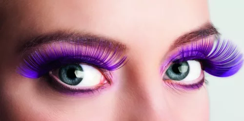 Photo du produit Faux cils longs violets adulte