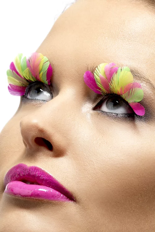 Photo du produit Faux cils plumes fluo adulte