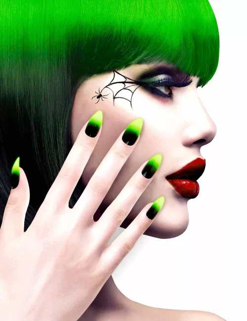 Photo du produit Faux ongles adhésifs noirs et verts adulte
