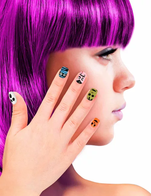 Photo du produit Faux ongles adhésifs petits monstres enfant Halloween