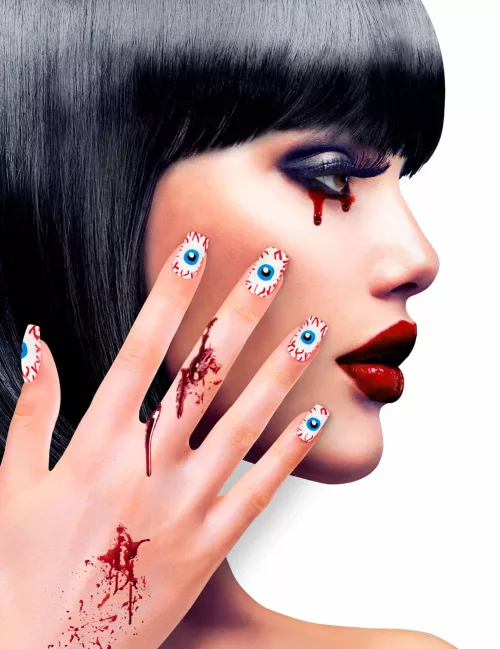 Photo du produit Faux ongles adhésifs yeux adulte Halloween
